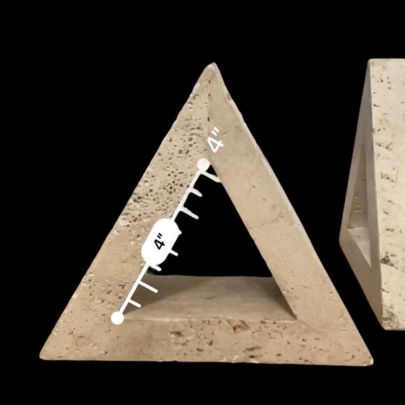PAIR Triangle Delta Bookends Travertine Stone Home Decor Interior Design Natural - Picture 8 of 10